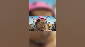 Capybara đi tàu lượn cùng bé và cái kết #capybara