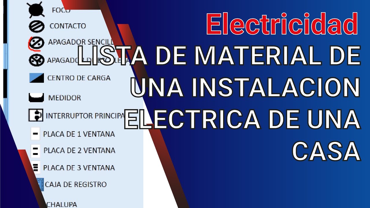 LISTA DE MATERIAL DE UNA INSTALACION ELECTRICA DE UNA CASA - YouTube