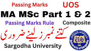 MA MSc Passing Marks Rule Sargodha University | MA MSc Passing Marks UOS | MA MSc Degree Marks