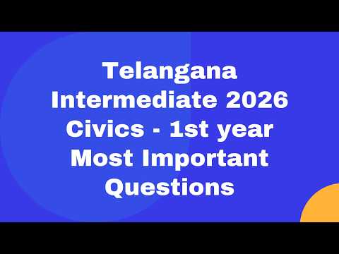 Telangana 2026 Inter 1st Year Civics Important Questions - YouTube