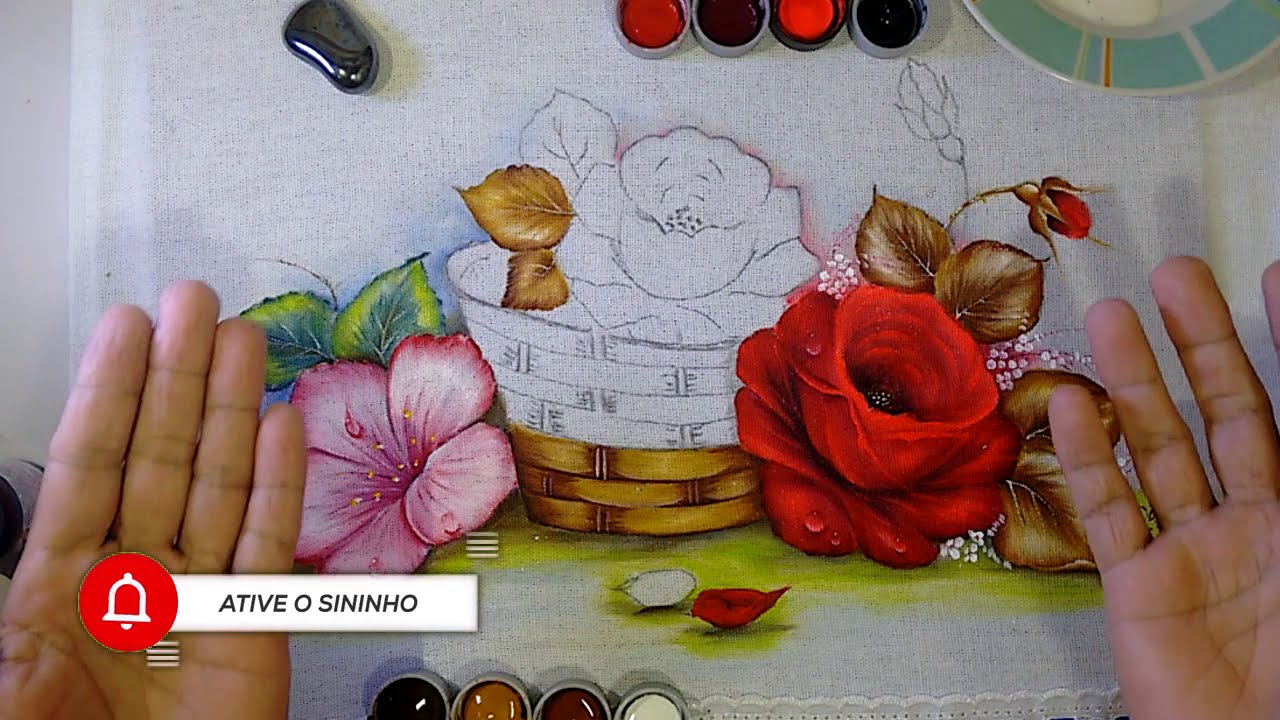Roberto Ferreira - NOVO PROJETO - Aprenda a Pintar Cesta, Rosa e Folhas - VEJA COMO FICOU LINDO 😍