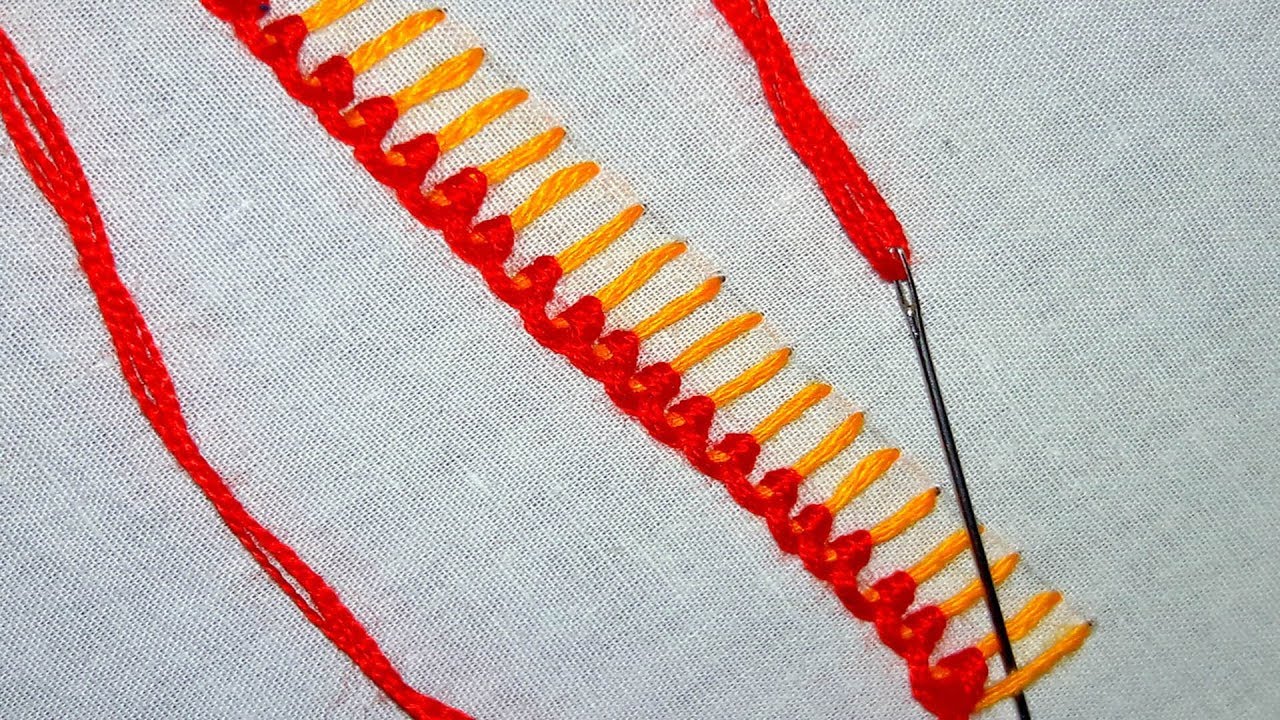 Hand Embroidery Raised Buttonhole Band step1 YouTube
