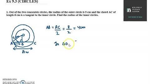 1. Out of the two concentric circles, the radius of the outer circle is 5 cm and the chord AC of