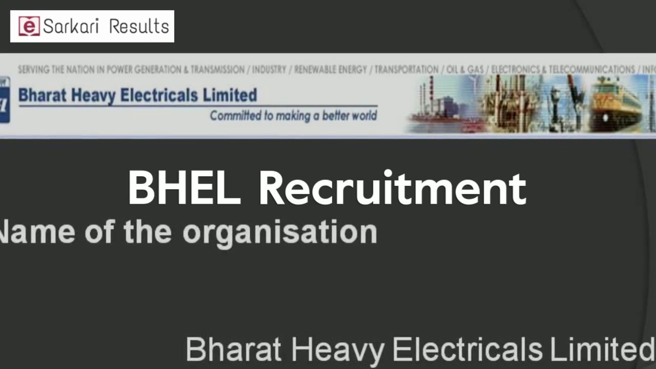 BHEL Recruitment Through GATE 2018 Apply Online