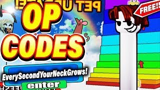 ALL NEW *SECRET CODES* IN ROBLOX EVERY SECOND YOUR NECK GROWS (new codes for free stuff ) NEW