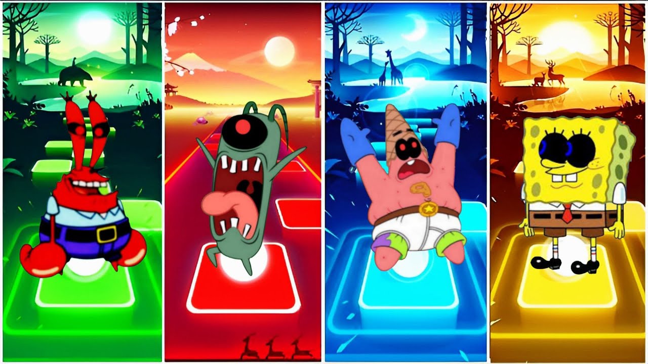 Mr Krabs Exe 🆚 Plankton Exe 🆚 Patrick Star Exe 🆚 Spongebob Exe | Tiles Hop