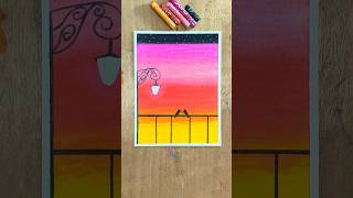 Beautiful Sunset Scenery Drawing 🌅✨ | Oil Pastel Art #Shorts