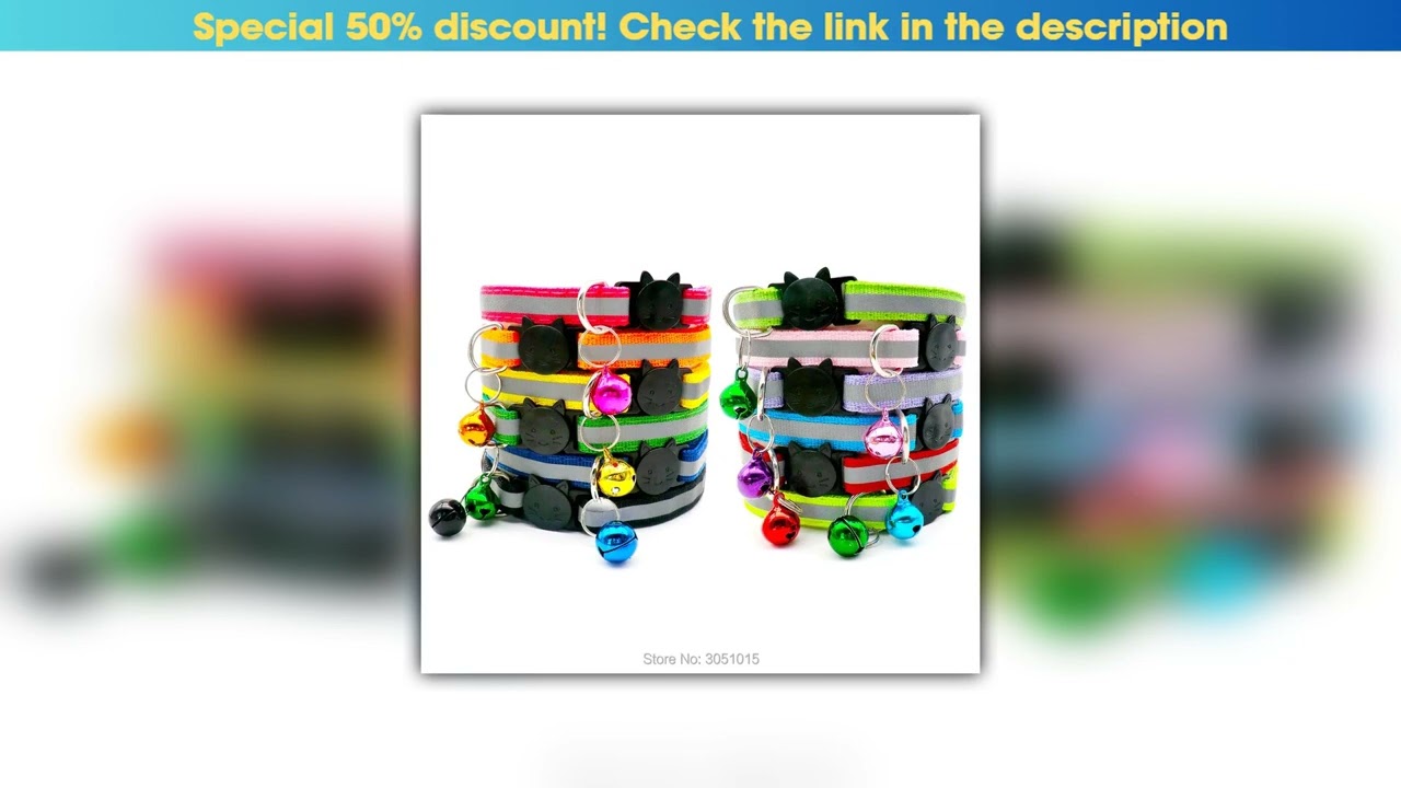 Top Wholesale 100Pcs Cat Face Button Reflective Safety For Dog Cat Collars Adjustable With Bell Cha