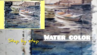 BEUTIFUL WATER REFLECTION . Realistic boat painting . Step by step learning . BFA preparation .