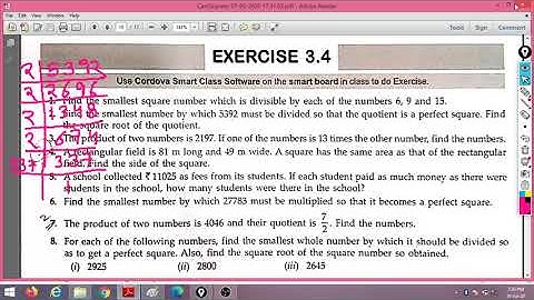 Cbse Class 8 maths cordova square and square roots lecture 5