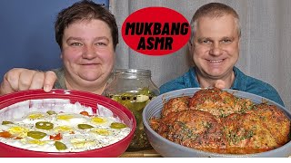 MUKBANG EATING Eggs in mayonnaise and unstuffed cabbage rolls ASMR EATING SHOW 😋