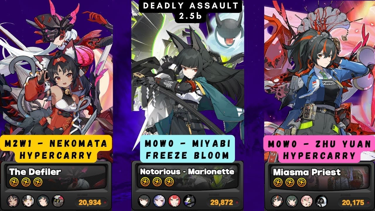 Zenless Zone Zero : Deadly Assault 2.5b | 9⭐| Stage 1-3 (Nekomata, Miyabi, Zhu Yuan) | F2P
