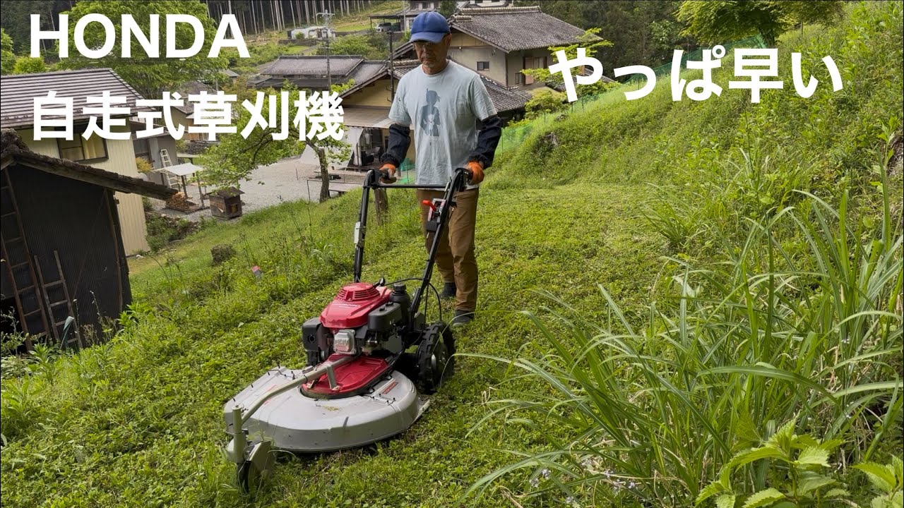 HONDA 芝刈り機 UM2460 自走式 草刈機 田舎暮らしの日常 自走式草刈機ホンダUM2460で裏山の道の草刈りやり