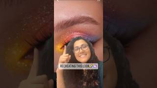 EASY rainbow eyeshadow tutorial! Without cut crease 🦄🌈 #curlyindiantries #youtubeshorts