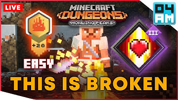HOWLING PEAKS IS BROKEN APOCALYPSE +20 GAMEPLAY in Minecraft Dungeons LIFE BOOST GLITCH (Livestream)