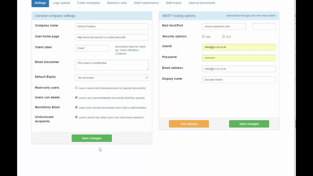Basic set up instructions for docsafe