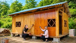 After Many Days of Hard Work, We Finally Begin Painting Our Completed Wooden House | SURVIVAL ALONE