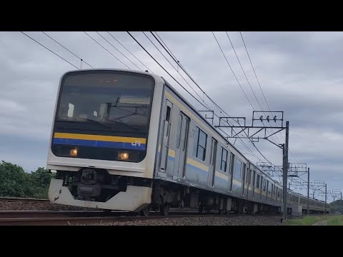 山野越踏切～亀崎踏切9:09:01通過『総武本線209系C428編成 千葉行き+総武本線209系C445編成 千葉行き』