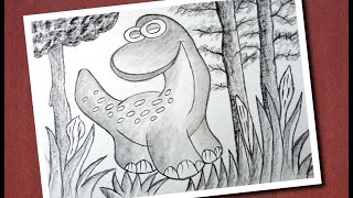 How to drawing dinosaur | dinosaur drawing for beginners | learn drawing step by step screenshot 5