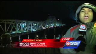 Icy crash shuts down Miss. River Bridge