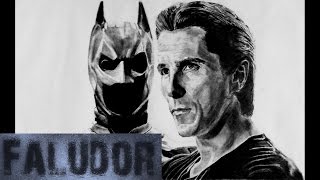 The Dark Knight - Christian Bale - Realistic Timelapse drawing/Speed painting