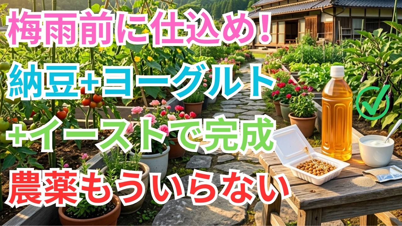 【99%の家庭菜園が知らない】梅雨に入ってからでは遅い!納豆とヨーグルトとイーストで今すぐ仕込む魔法の液体|たった1本で病気も害虫も全部解決します