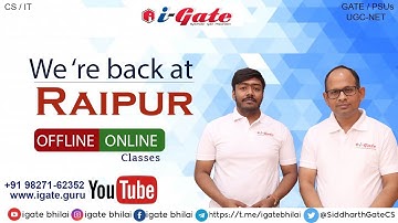 GATE 2022 - 23 - 24 Exam Preparation | Scholarship Test | OFFLINE - ONLINE Classes | iGate Raipur