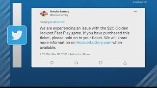 Hoosier Lottery experiencing 'issue' with $20 Golden Jackpot Fast Play game