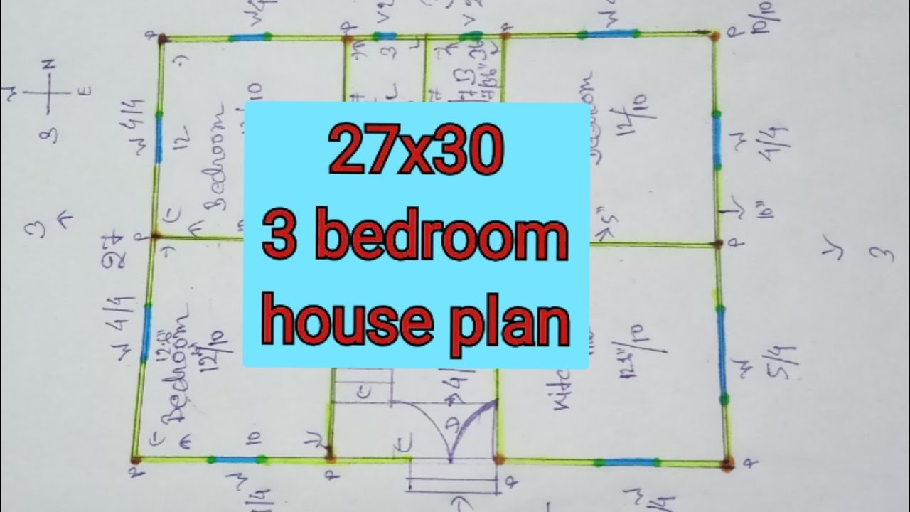 27x30 3 bedroom house plan ll 27x30 3 bedroom Gharka Naksha ll 27x30 house plan ll