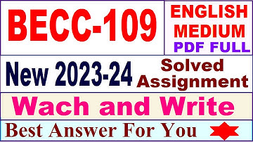 becc 109 solved assignment 2023-24 in English / becc 109 solved assignment 2024 / becc 109 2024