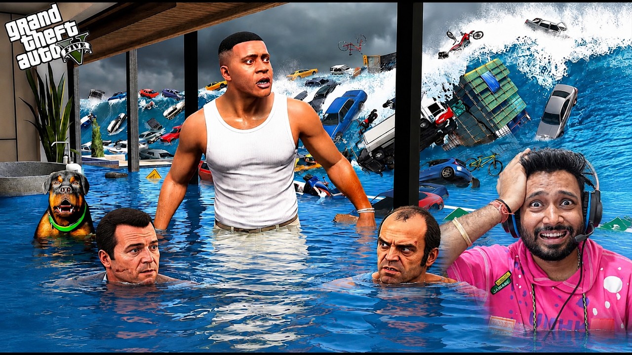 GTA 5 - The Tsunami 🌊 😱 | Franklin Survived Biggest Tsunami In Los Santos