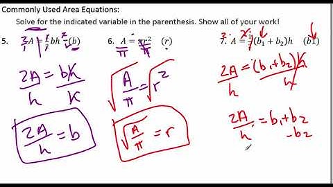 Traditional Algebra 2 – 1.4 Rewriting Equations (Literal Equations)