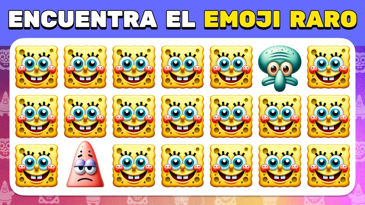 Encuentra el Emoji Diferente - Edición Bob Esponja 🧽👀⭐️  30 Niveles de Desafío Épico