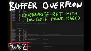 Buffer Overflow - Overwrite ret address with low byte print_flag()