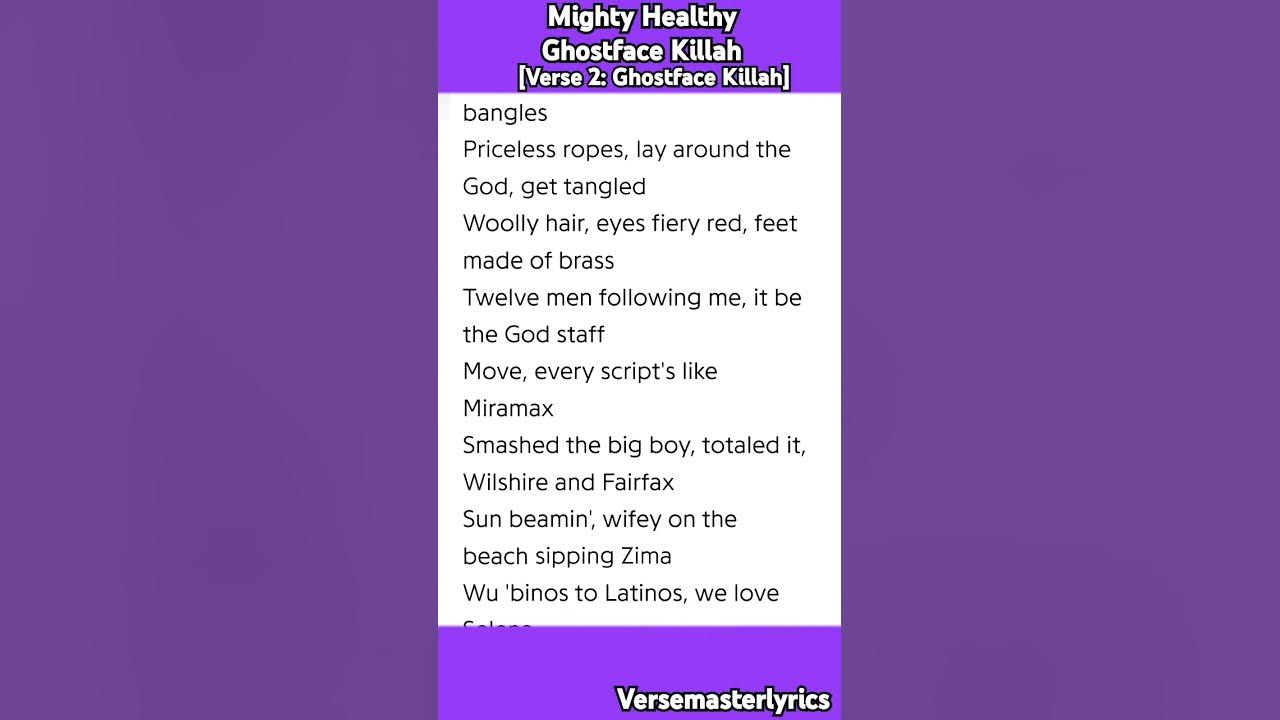 Mighty Healthy Ghostface Killah [Verse 2: Ghostface Killah] #hiphop #rap #verse #lyrics #nelly