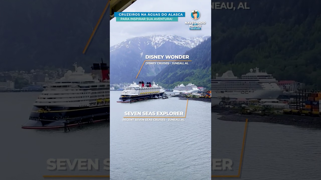 Navios de Cruzeiro no Alasca | Disney, Royal Caribbean, Norwegian e Muito Mais! 🚢❄️🇺🇸 | #shorts