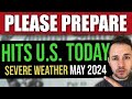 Severe weather warning tornados  thunderstorms across us may 2024