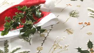 Jolee Tablecloths: Christmas Winter Holly Branches PVC Tablecloth