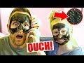 DO NOT TRY CHARCOAL FACE PEELS!! 😱 **dad screamed**