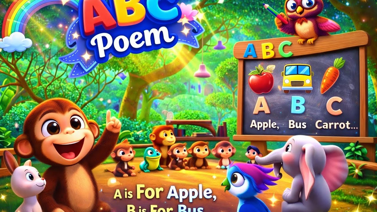 ABC poem a is four apple @PowerKidstv @GenevievesPlayhouse @abcvlogs9627 @linhnhishorts 