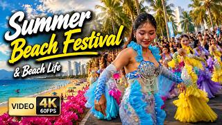 Beach Walk 4K 60FPS | Summer Beach Festival & Beach Life