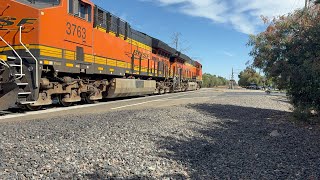 BNSF 3749 leads SB Sac Local with a awesome horn show 