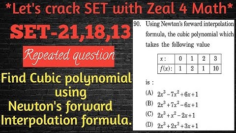 MHSET-21,13 &18 Mathematical Science,Find cubic polynomial by Newton