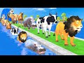Paint Animals Duck,Tiger,Cow,Lion,Shark,Tung Tung Tung Sahur,Elephant,Dinosaur Fountain Crossing