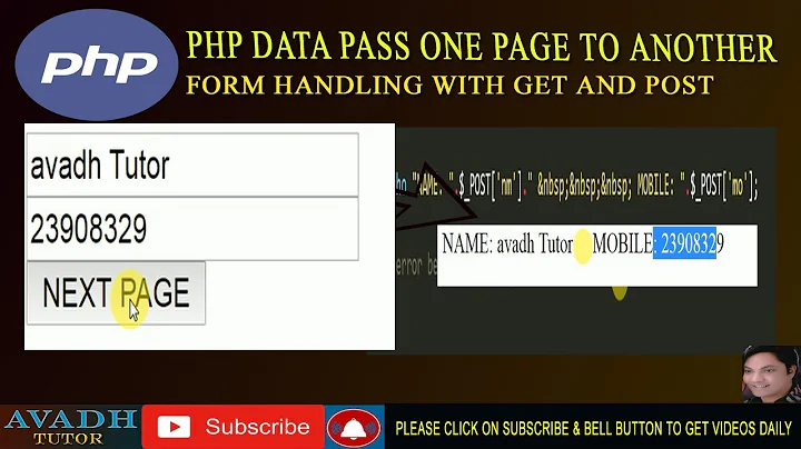 PHP Pass variable to next page | Pass value from one page to another page | php tutorial