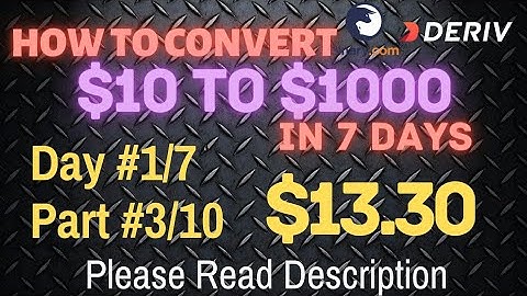 Day#1/7 Part#3/10 $13.30 Done $10 to $1000 free bot binary.com deriv profit consistent digit differ