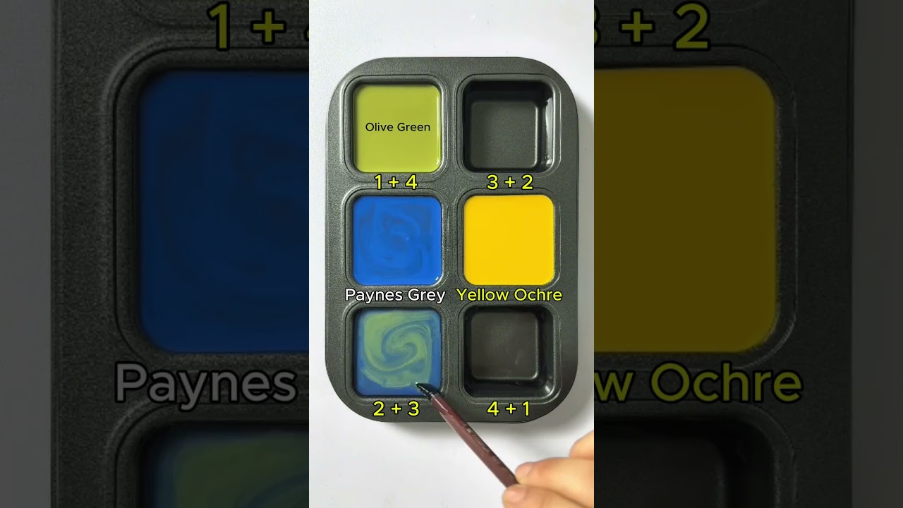 Create 4 colors from 2 colors: Paynes Grey + Yellow Ochre 