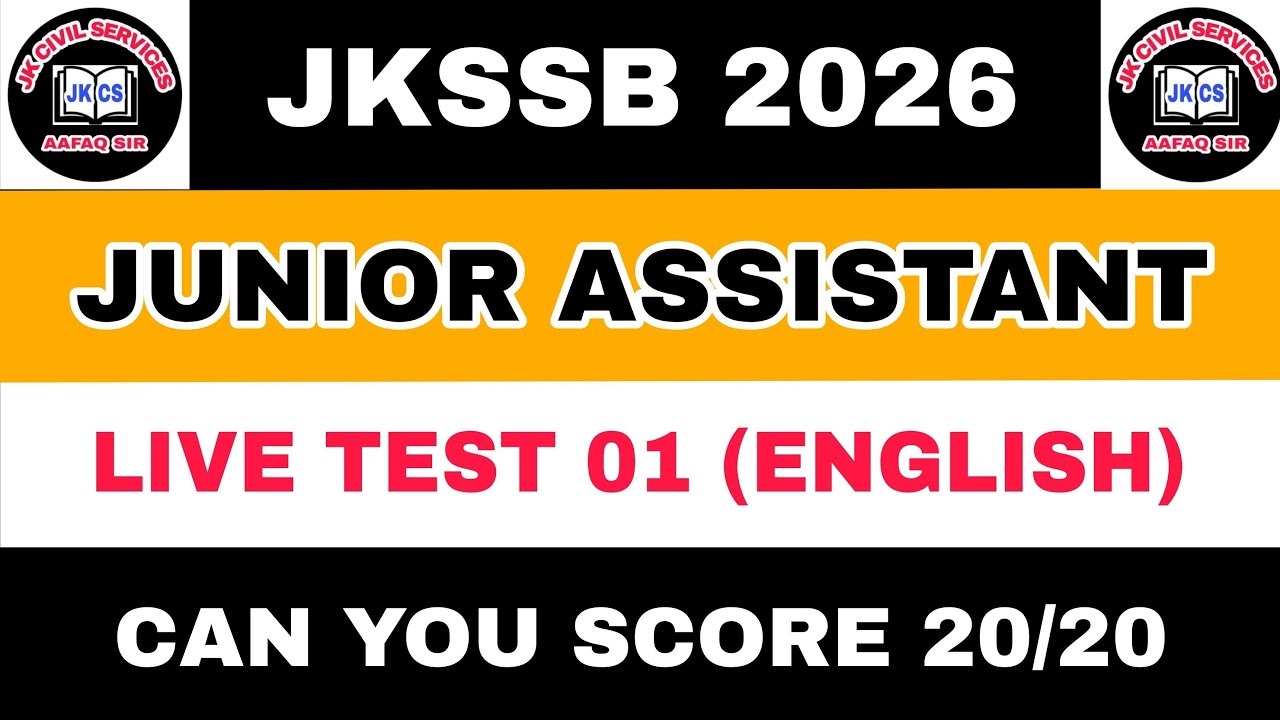 JKSSB 2026 - JR. ASSISTANT LIVE TEST 01 (ENGLISH) by AAFAQ SIR  || FAA NT JKP CONSTABLE JKPSI JKAS