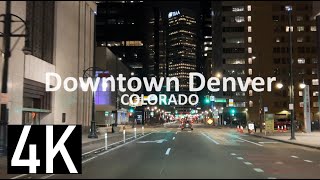 Night Drive in Downtown Denver, Colorado 4K Street Tour - Colfax Ave