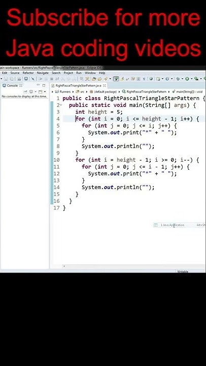 Java Right Pascal Triangle Star Pattern Program #shorts - YouTube